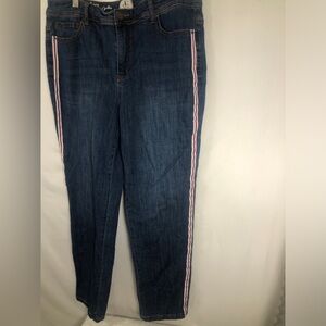 Womens Jeans With Red & White Stripe. Size 36/30. DC Jeans.